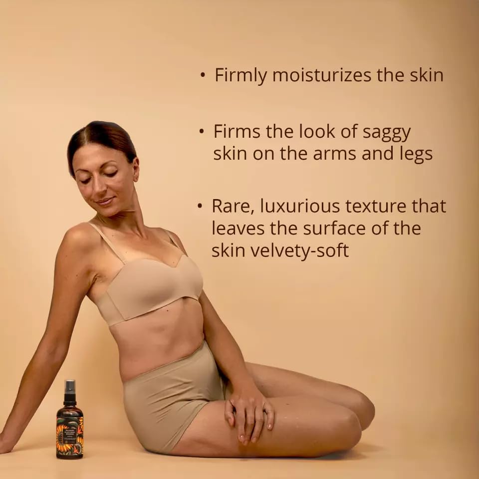 The Ayurveda Experience Balaayah applied to knee area demonstrating reduced crepey appearance