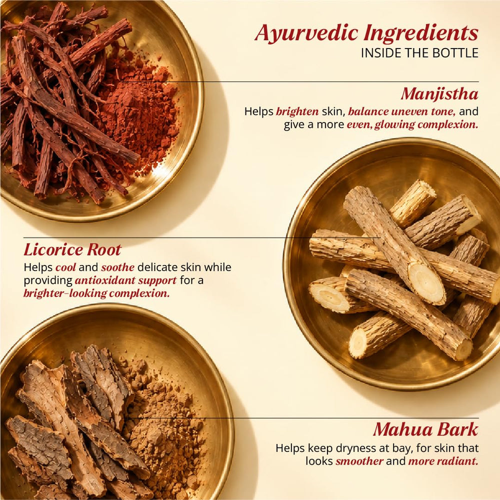 iYURA manjistha root ingredient close-up showing traditional clarity benefit