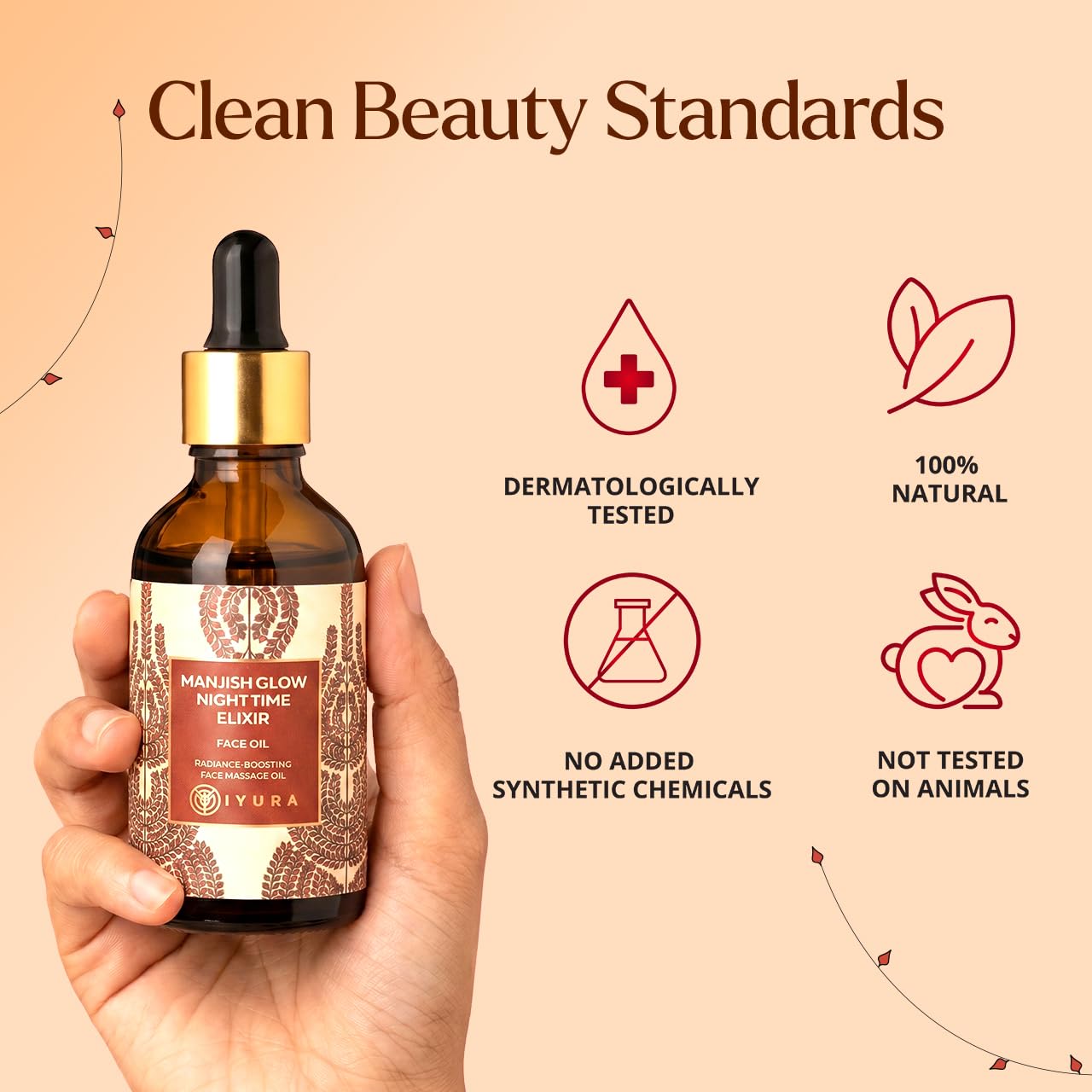 iYURA label close-up displaying clean ingredients and authenticity benefit