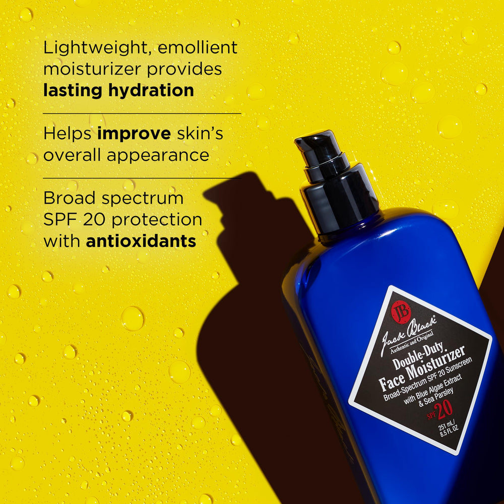 Jack Black applying moisturizer to face demonstrating quick absorption and protection