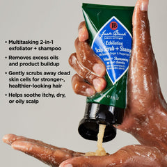 Jack Black product on hands ready to apply for refreshing scalp cleansing