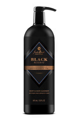 Jack Black front bottle showing cardamom cedarwood scent and large 33 oz size benefit