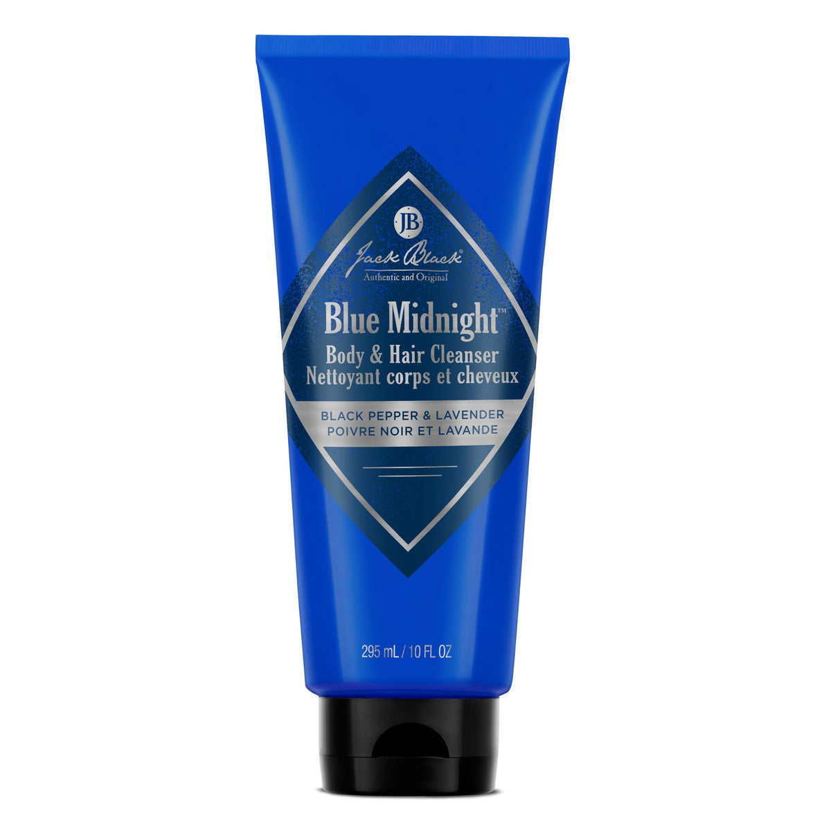 Jack Black front bottle showing Blue Midnight label and size benefits