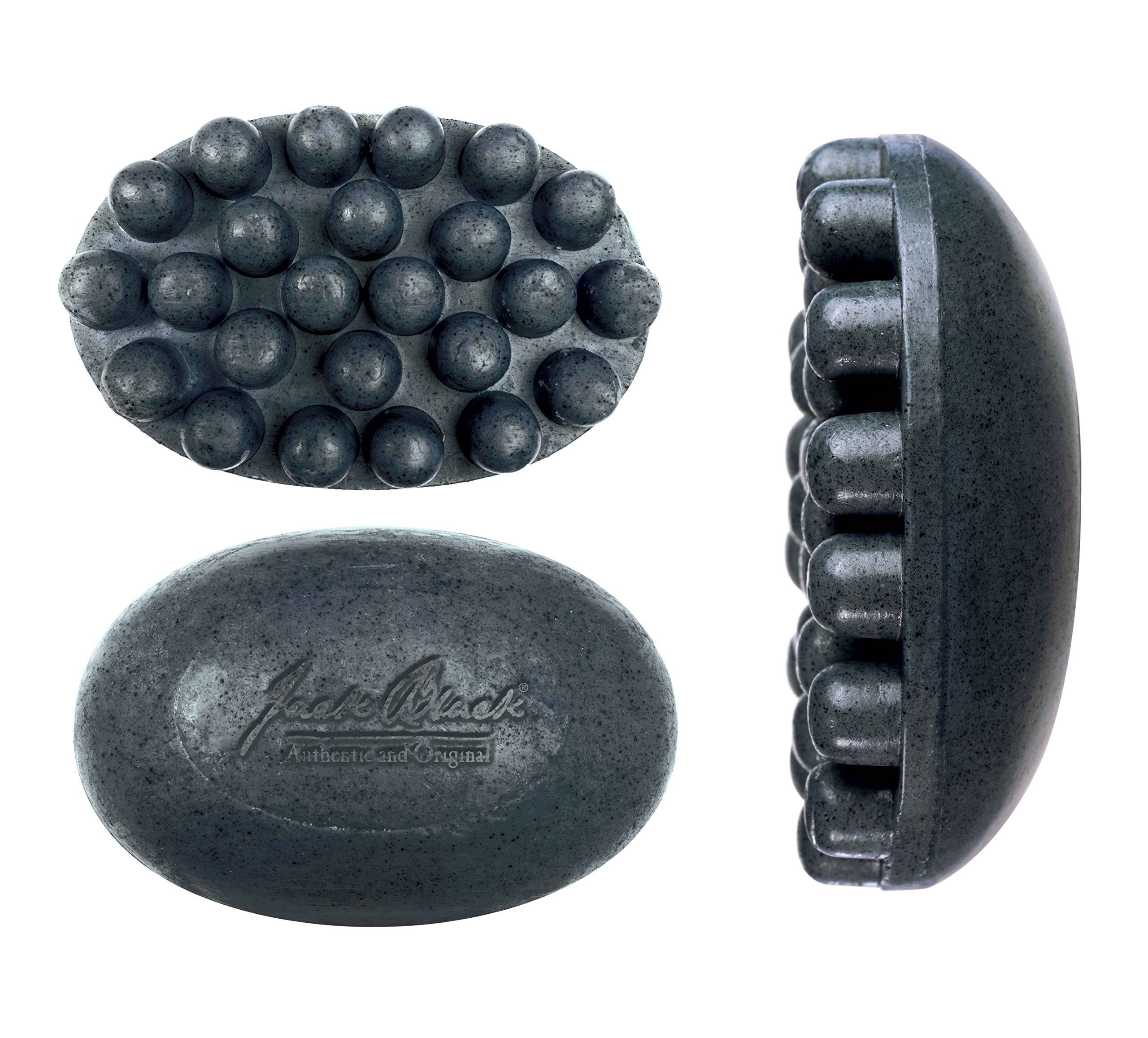Jack Black charcoal body bar close-up of raised massage nodules to show texture and targeted muscle relief