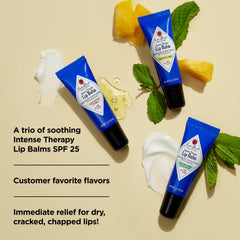 jack black open lip balm tube displaying mint balm and protective SPF 25