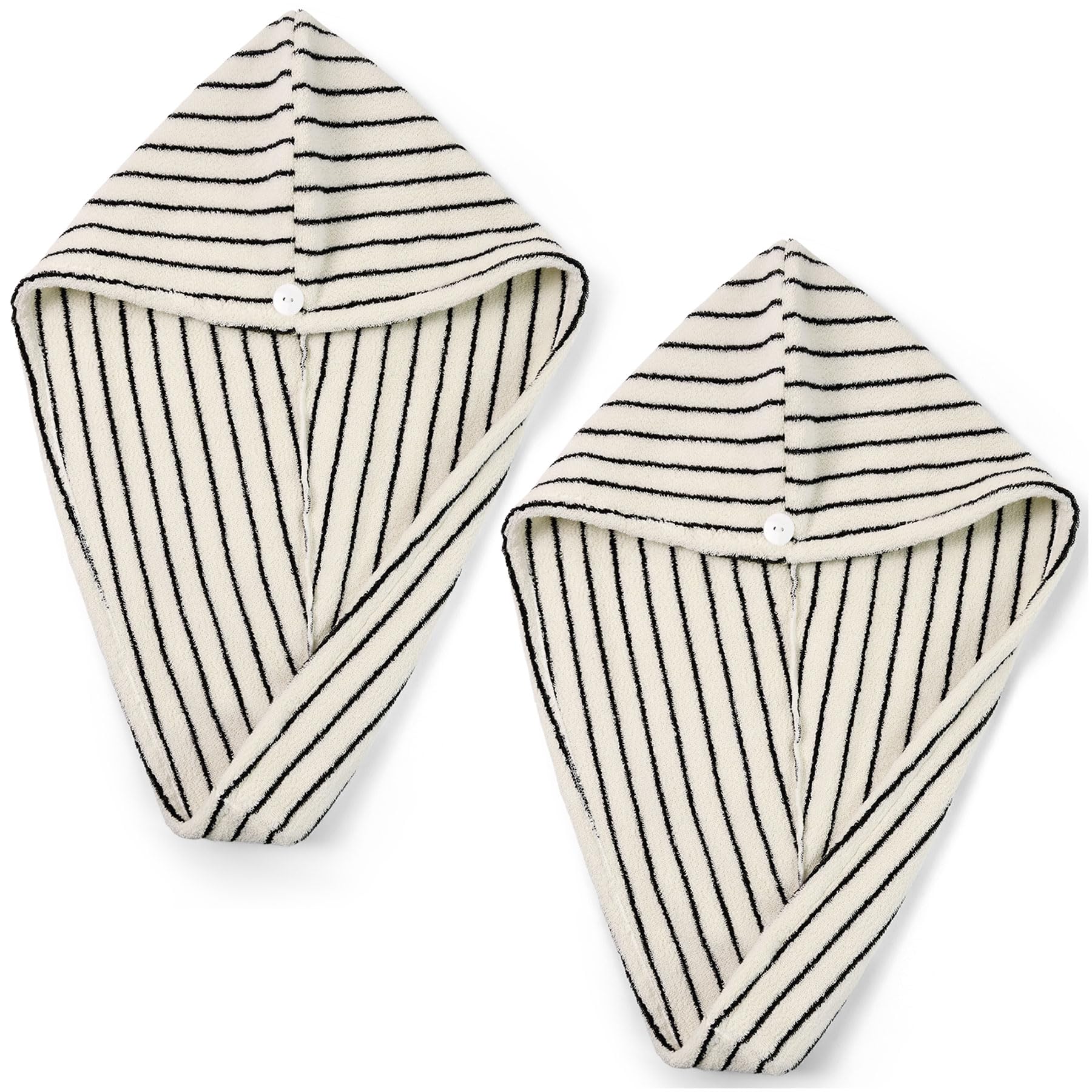 Jacquotha front view of black and white striped towel set, adds spa-style
