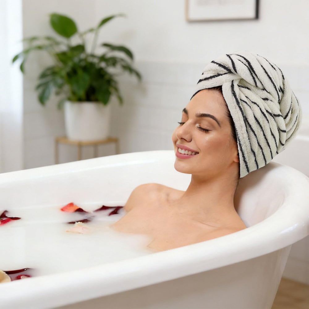 Jacquotha towel on bathroom vanity, stylish and ready for use