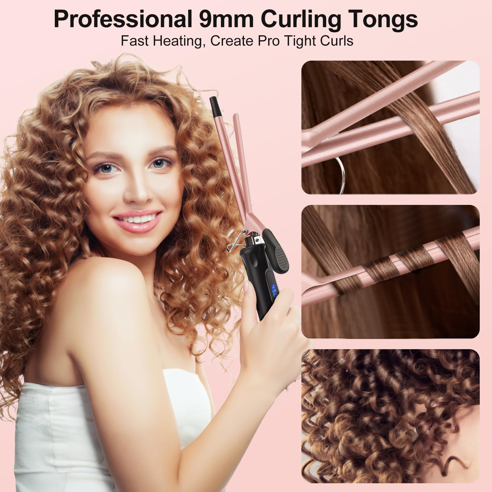 JAETON styled tight corkscrew curls on short hair demonstrating defined long-lasting result