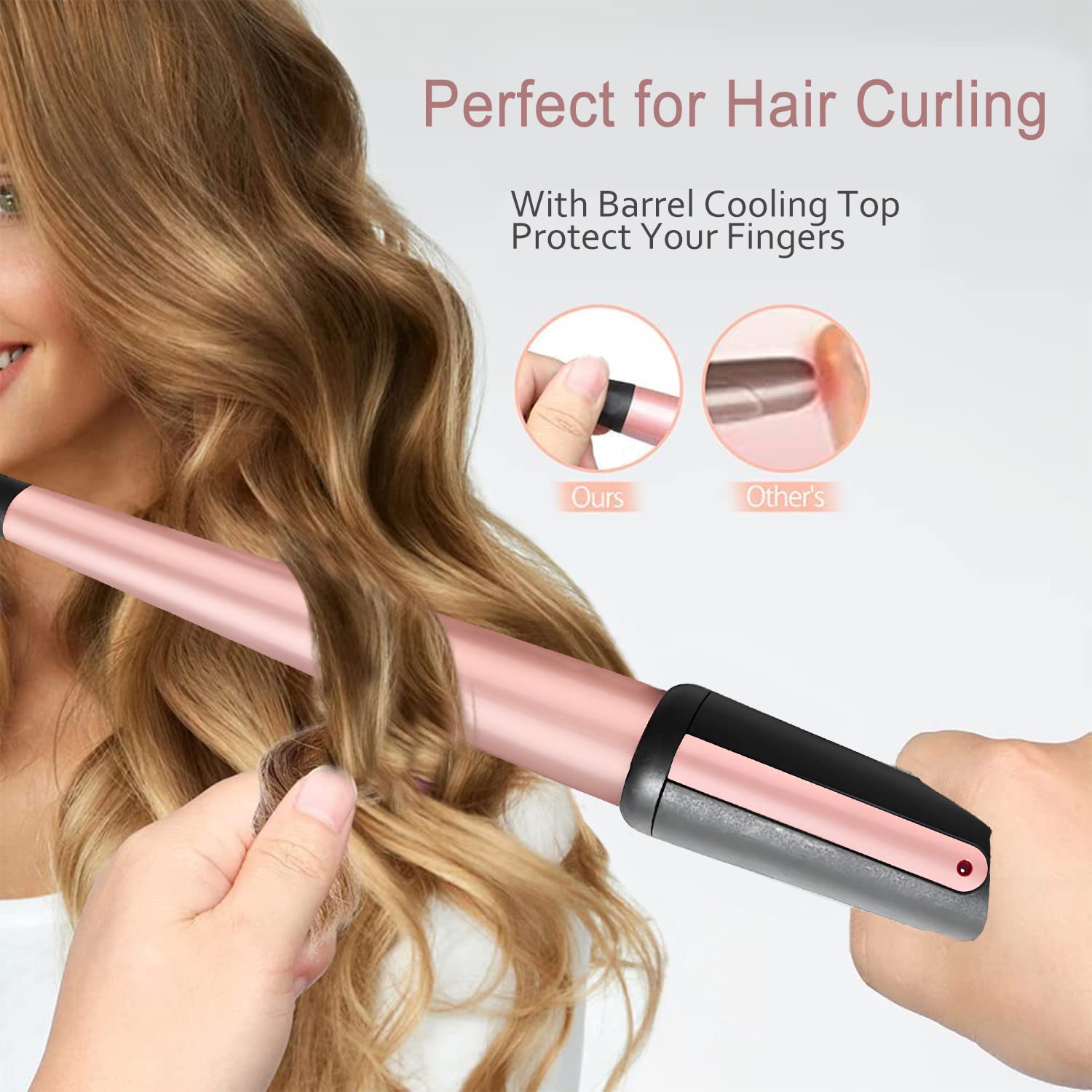 JAETON curling wand styled in hair showing natural waves and quick results
