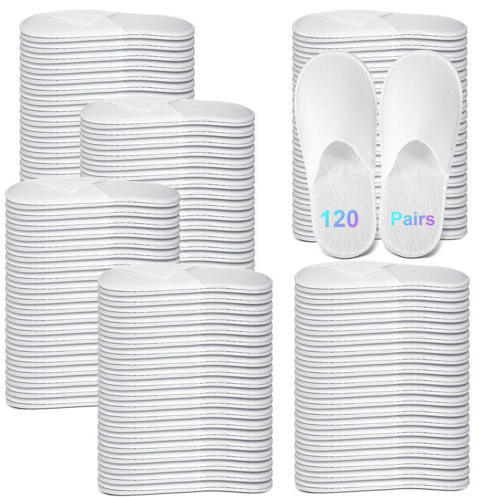 JaGely front view of bulk white guest slippers showing clean presentation and convenience