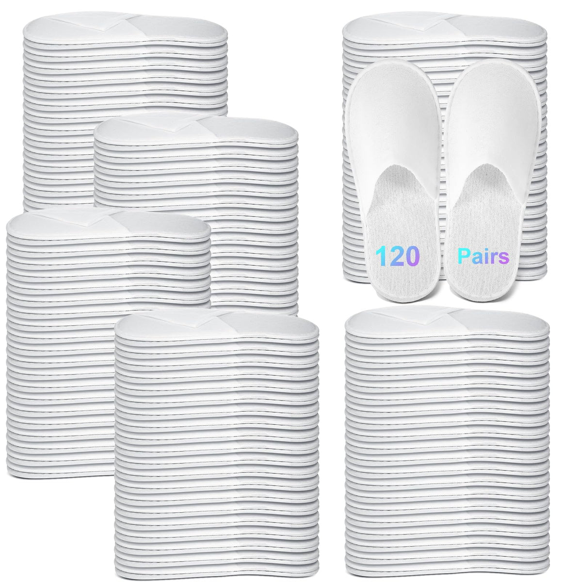 JaGely front view of bulk white guest slippers showing clean presentation and convenience