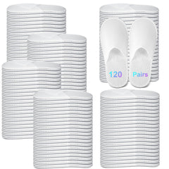 JaGely front view of bulk white guest slippers showing clean presentation and convenience