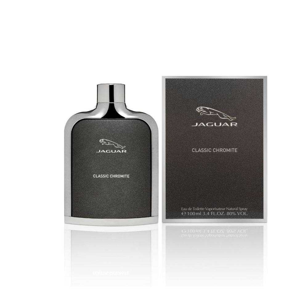 JAGUAR Classic Chromite bottle close-up highlighting glass design and premium finish