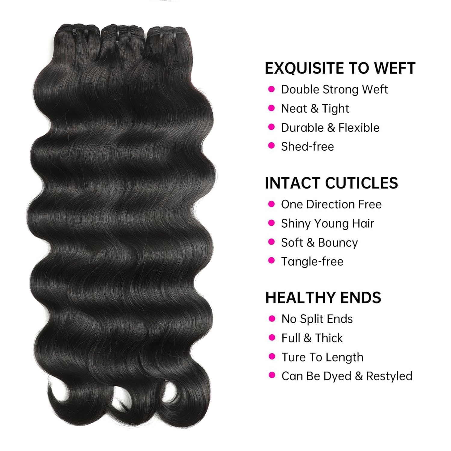 Jaliyah close-up of double machine weft demonstrating secure stitching and reduced shedding