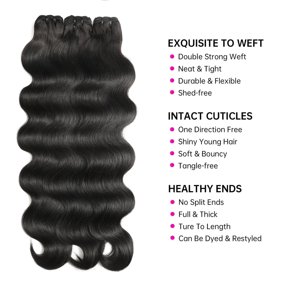 Jaliyah close-up of double machine weft demonstrating secure stitching and reduced shedding