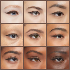 jane iredale pencil swatch and tip close-up demonstrating creamy texture and true brown shade