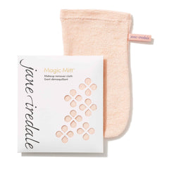 jane iredale Magic Mitt front view showing pink mitt and easy makeup removal benefit