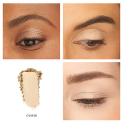 jane iredale swatches on forearm showing matte and shimmer payoff for easy color matching