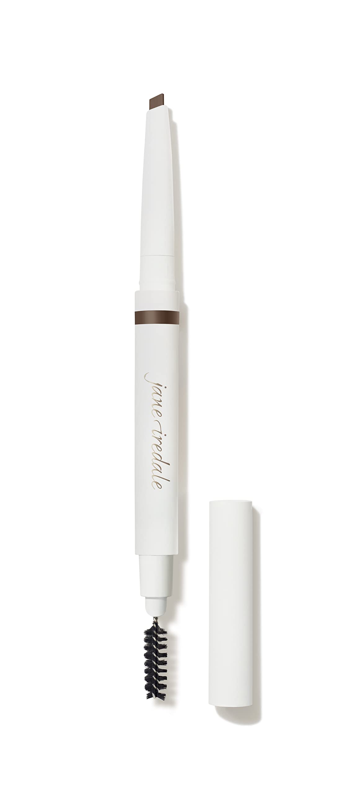 jane iredale PureBrow front view showing slim retractable pencil and spoolie, easy portability