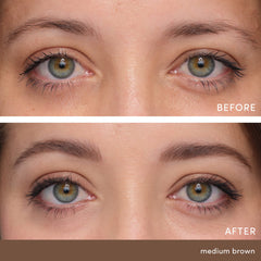 jane iredale pencil spoolie brushing brows to blend color and fluff hairs