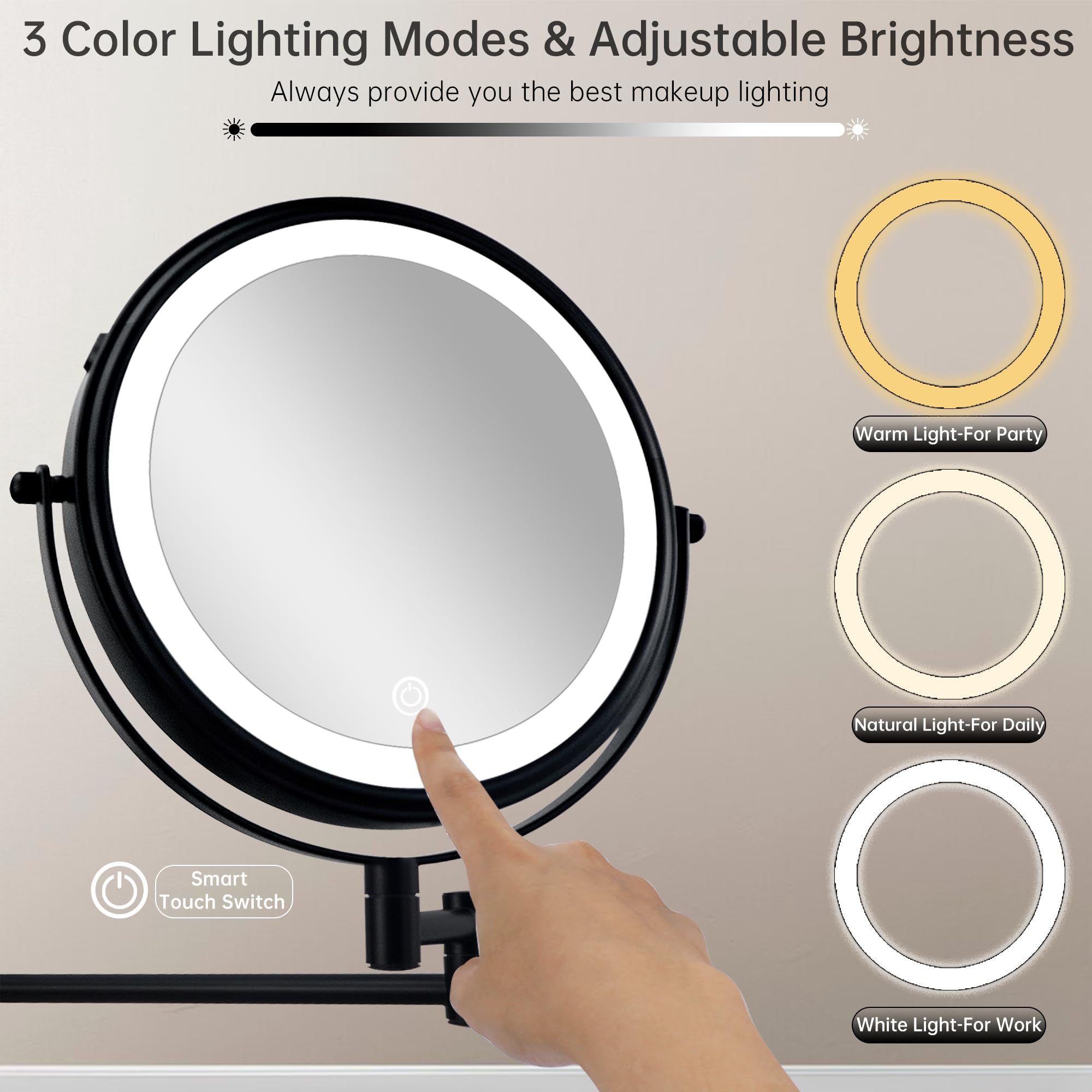 JANEEVA mirror held by hand to show 8-inch scale and portability benefit