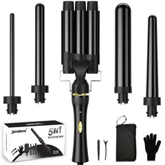 janelove front view wand set showing all barrels and base for versatile styling