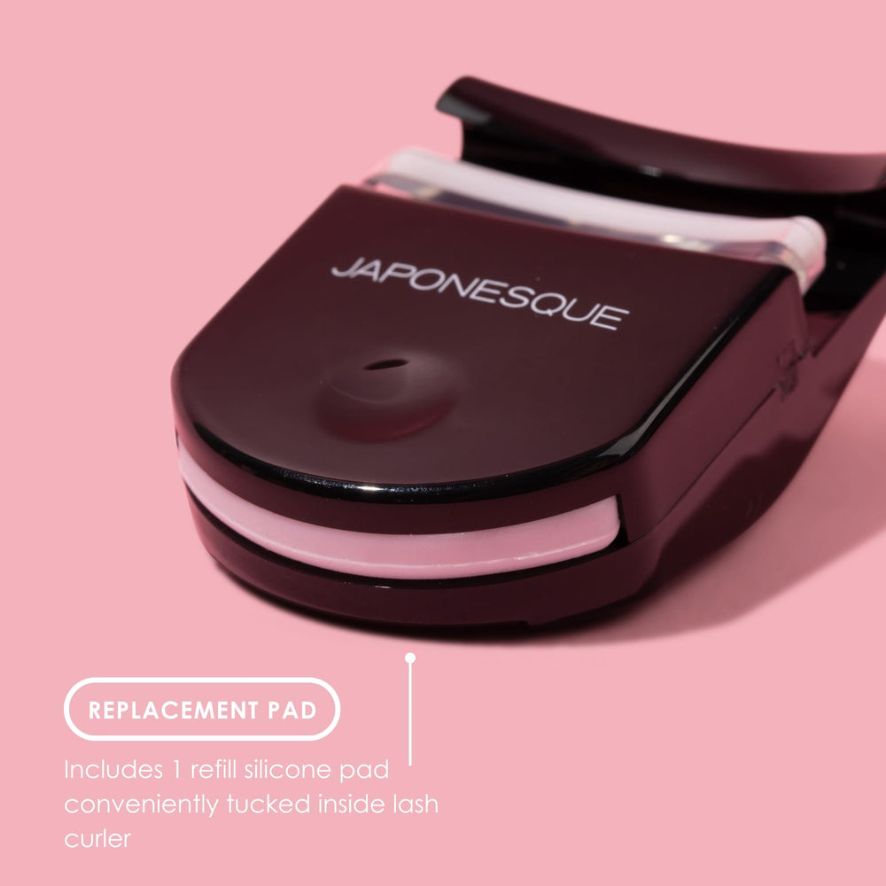 JAPONESQUE curler base with spare pad tucked in for quick replacement and convenience