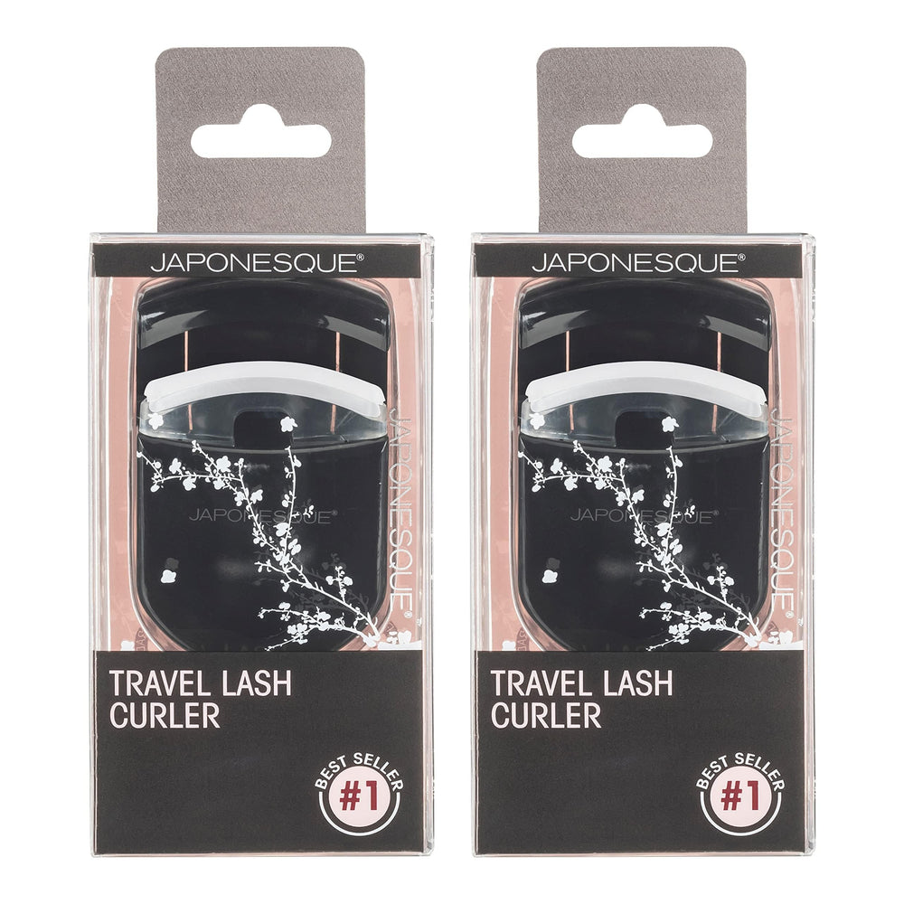 JAPONESQUE travel curler front view showing compact design and sleek black finish for portability