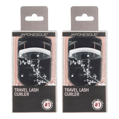 JAPONESQUE travel curler front view showing compact design and sleek black finish for portability