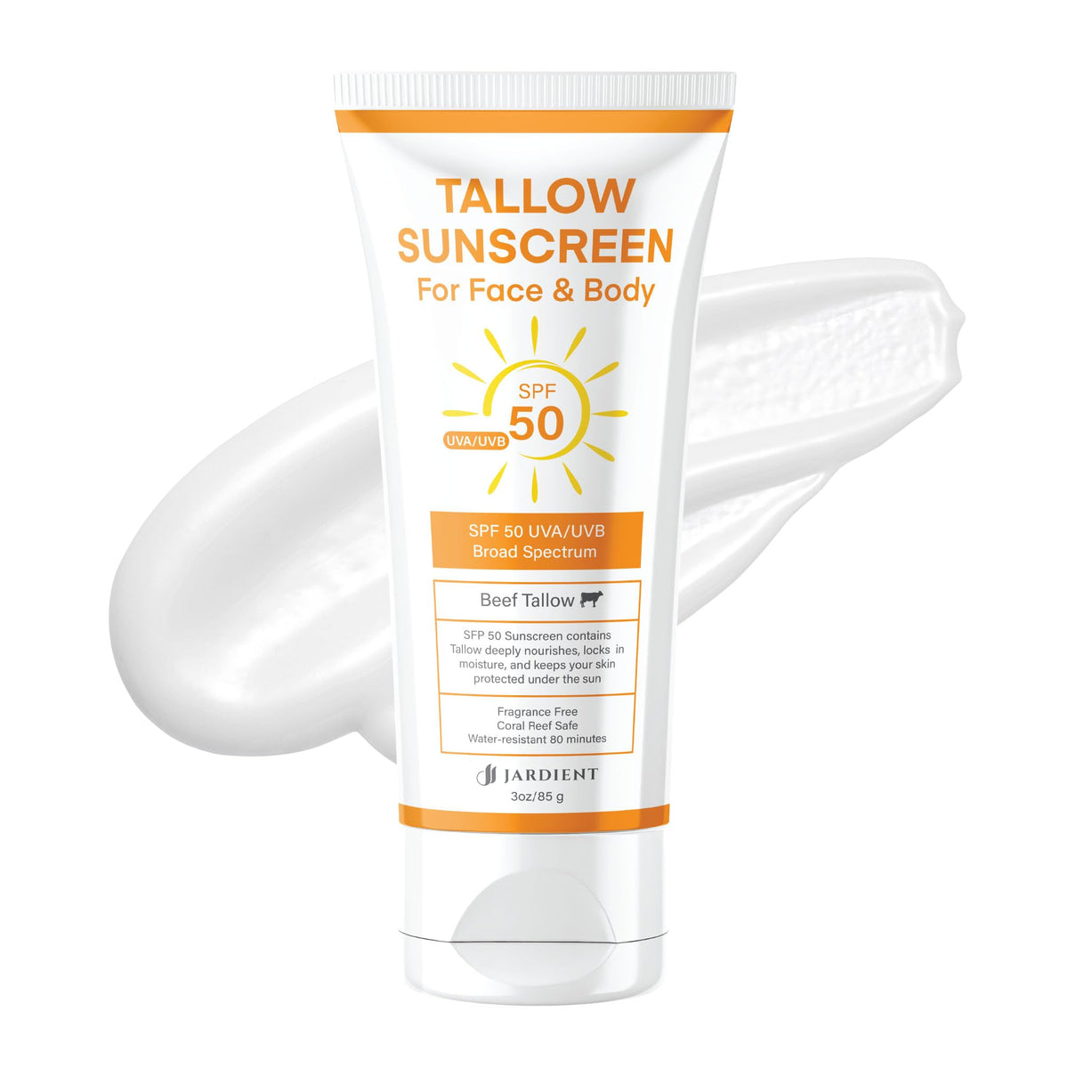 Jardient front packaging showing SPF 50 protection and compact tube design