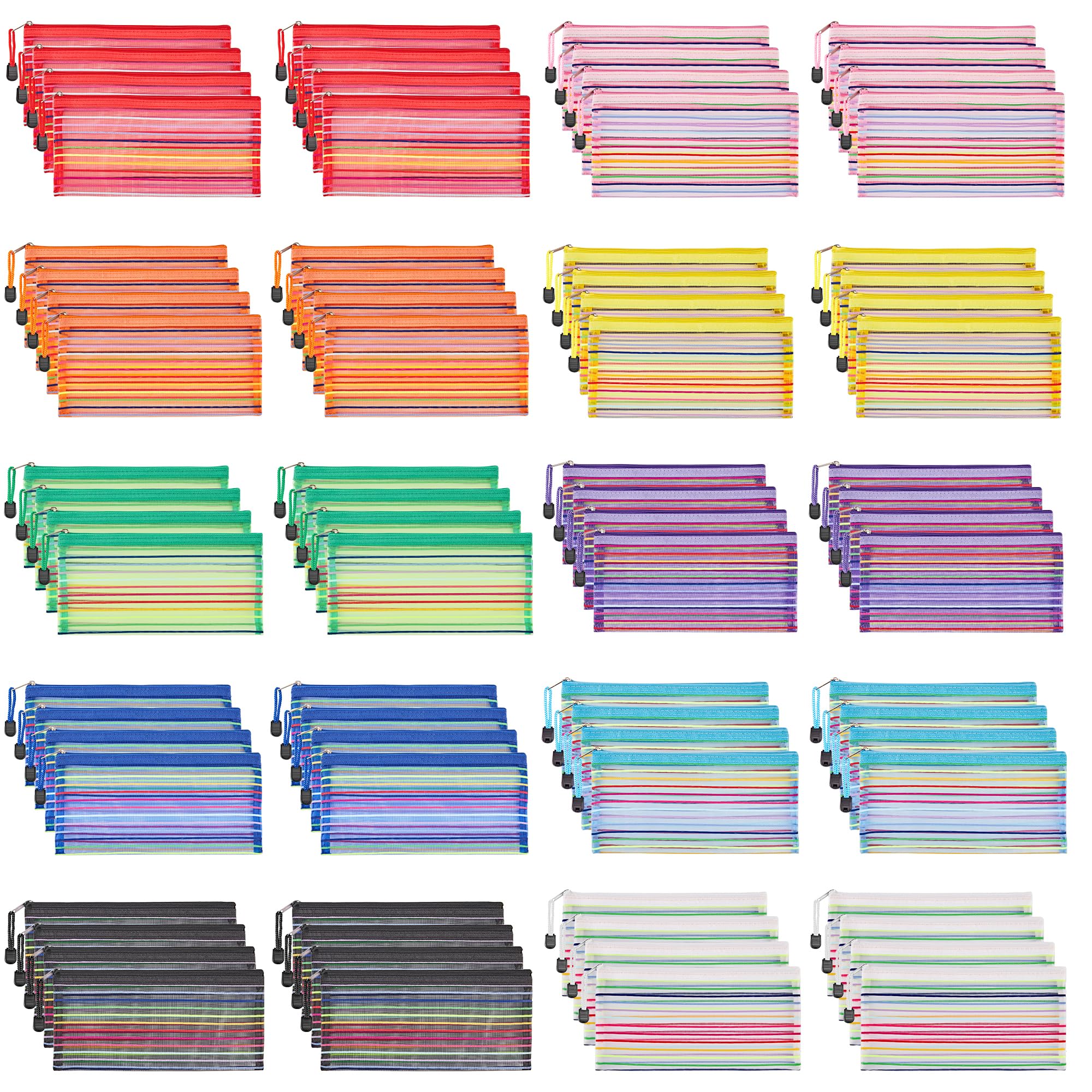 JARLINK front view of colorful pouch assortment for easy category sorting