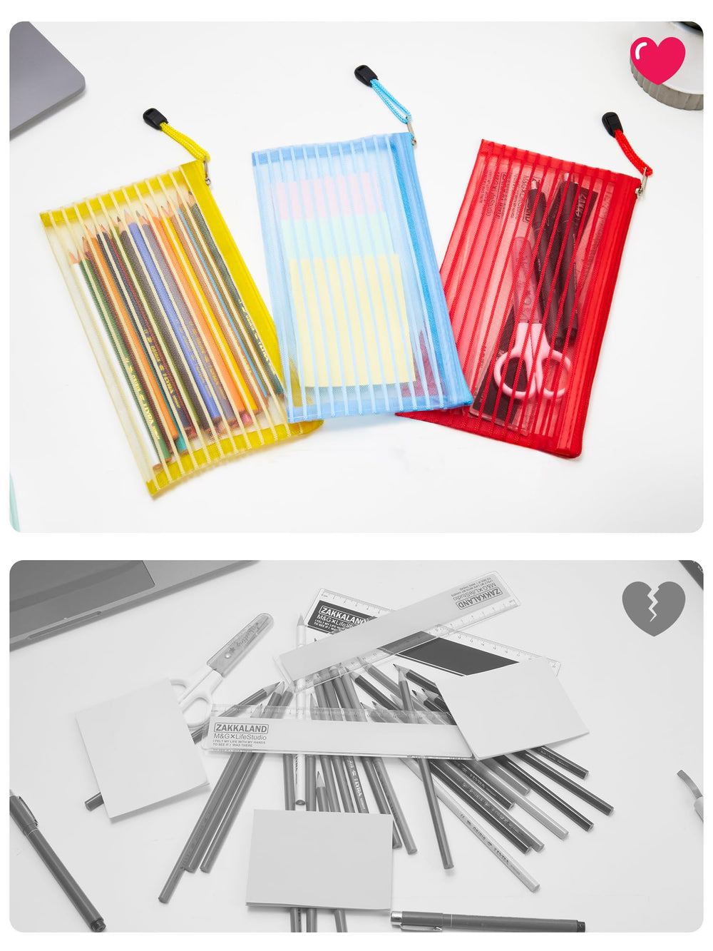 JARLINK stacked pouches nested to save space and simplify storage