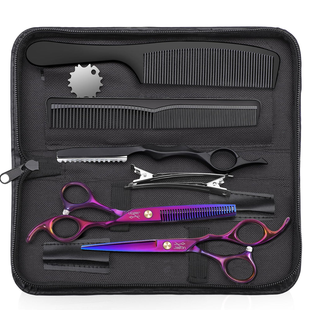 JASON purple scissors set front view showing complete toolkit benefit durable storage