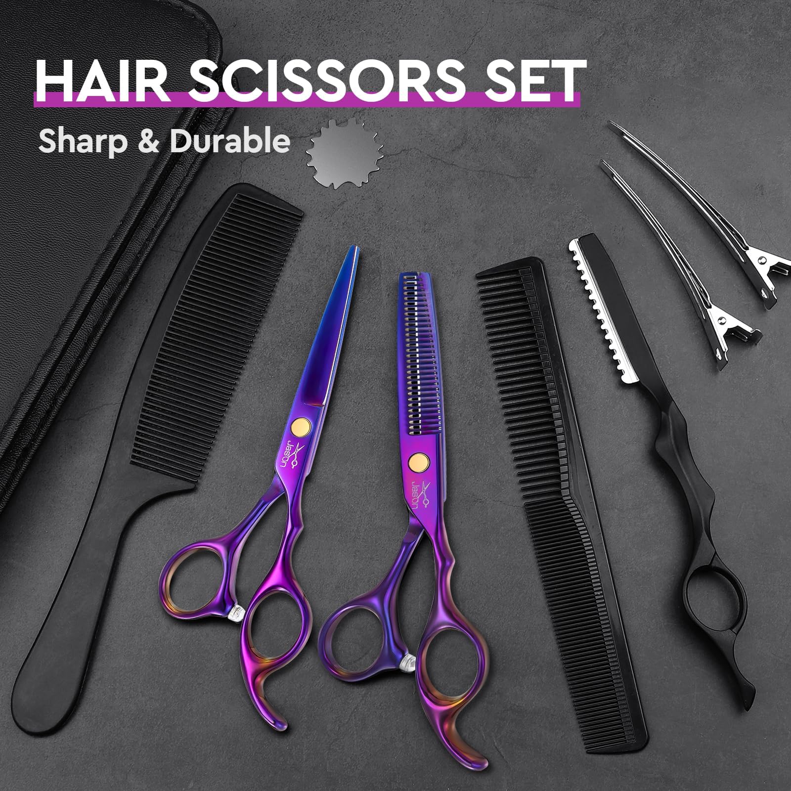 JASON scissors used in home styling scene for professional-looking haircuts