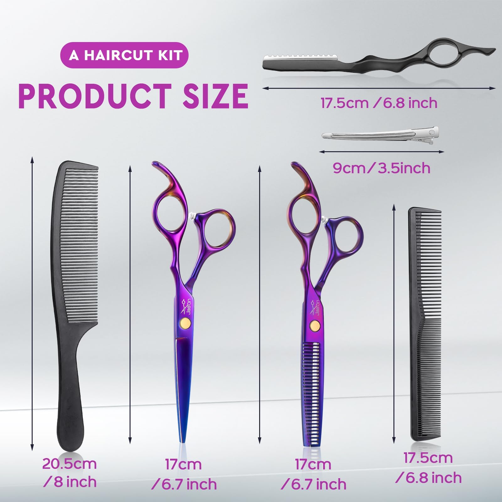 JASON scissors next to ruler showing 6.0 inch scale for accurate sizing