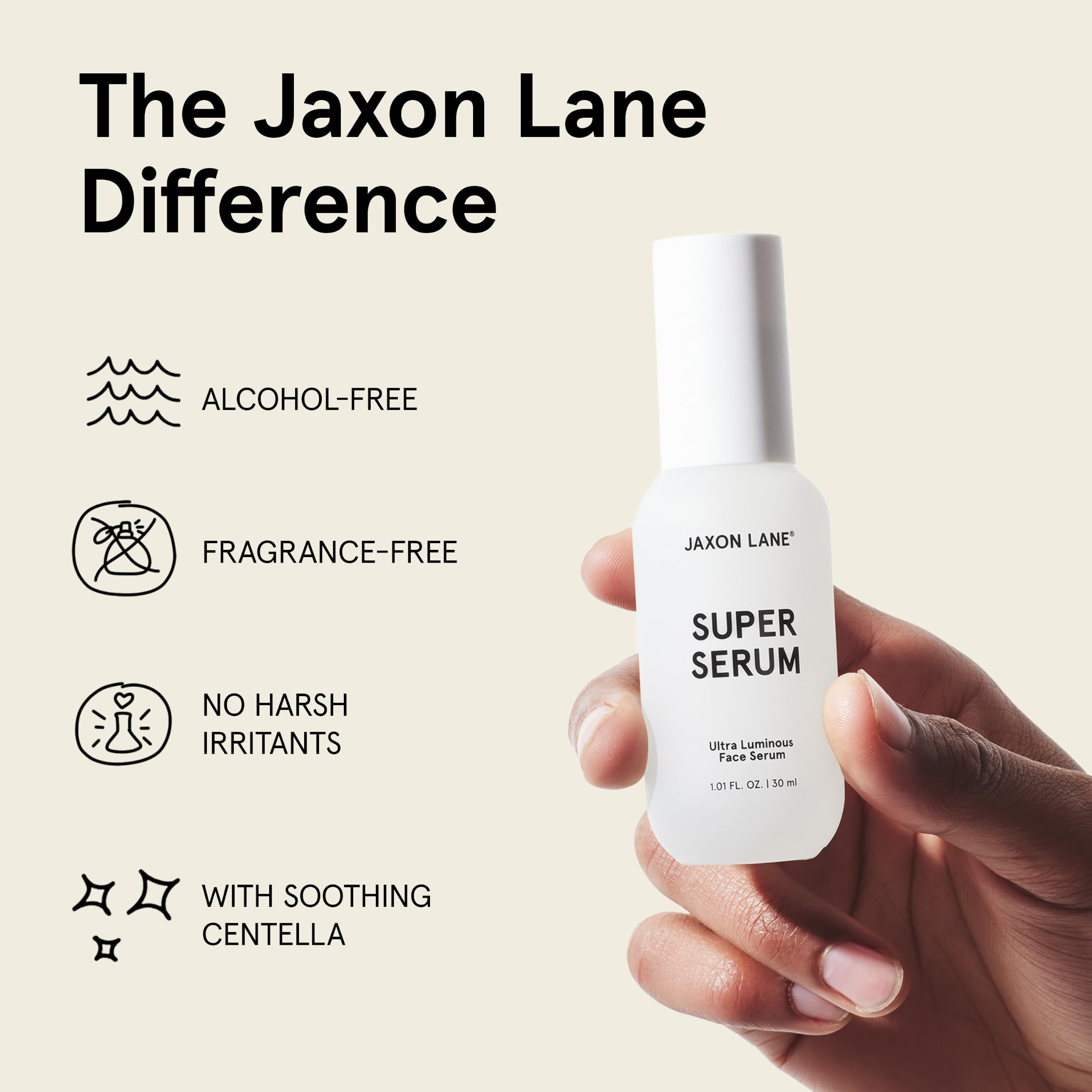 JAXON LANE product label listing key ingredients and vegan benefit