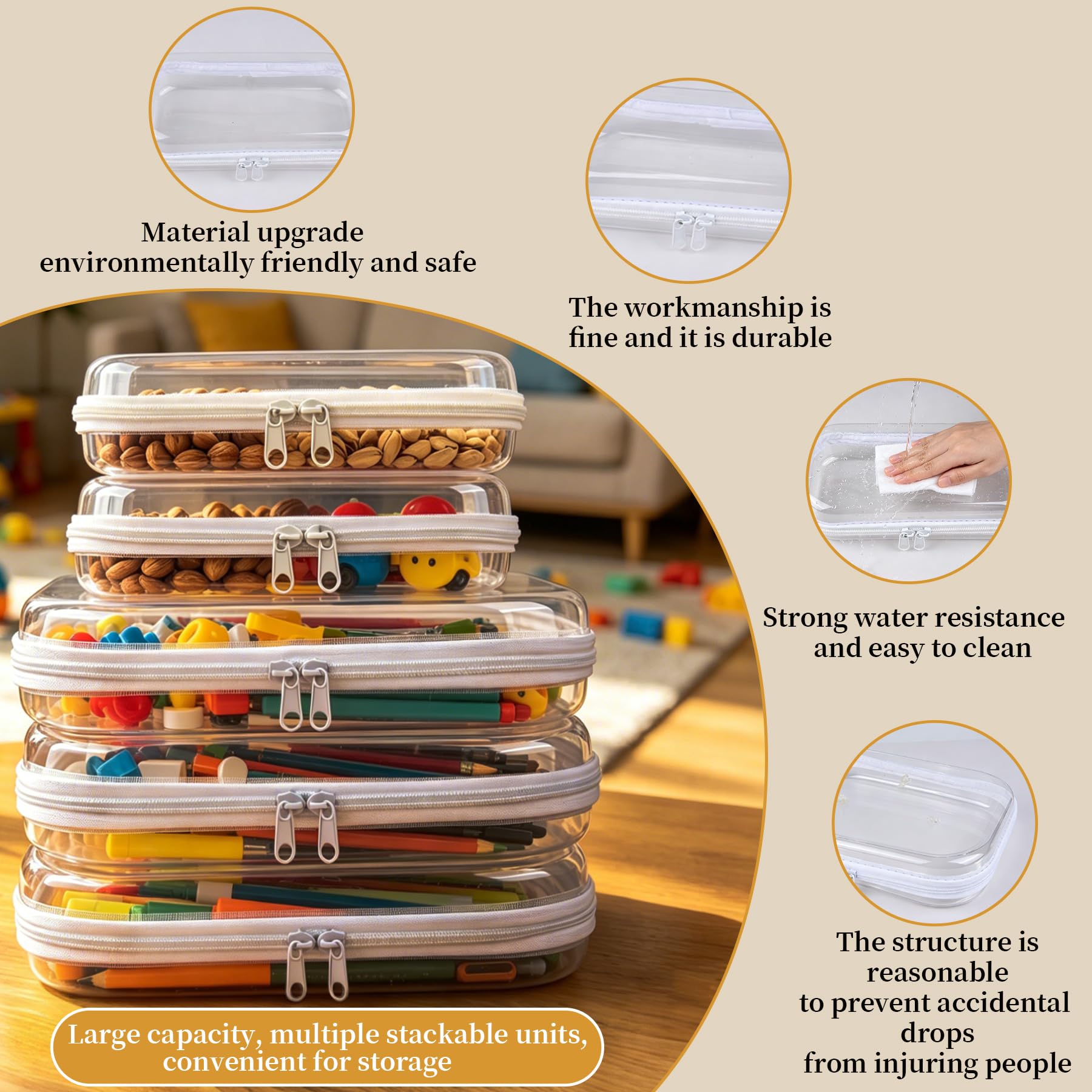 jayuwe lid close-up demonstrating flat stackable design for tidy storage