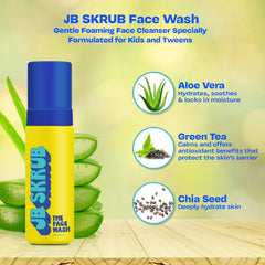 JB SKRUB close-up ingredient label highlighting natural botanicals