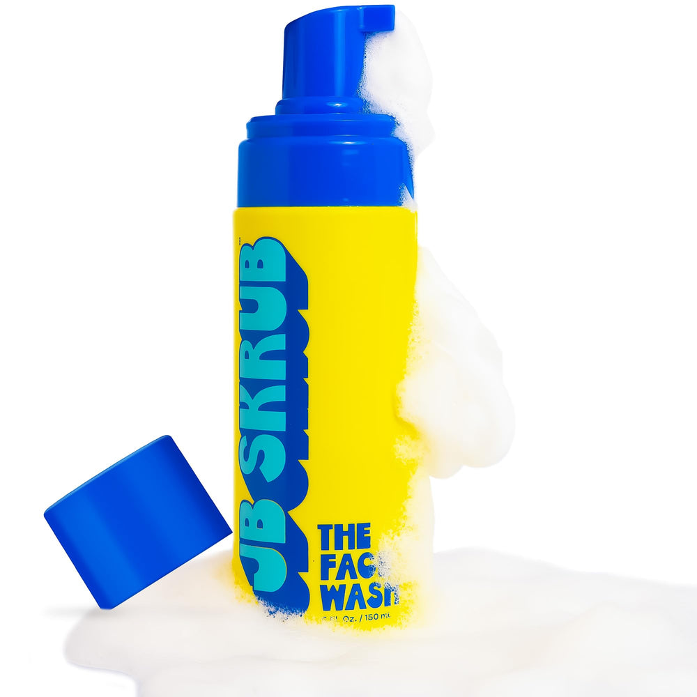 JB SKRUB front packaging showing cleanser and benefit of clear skin