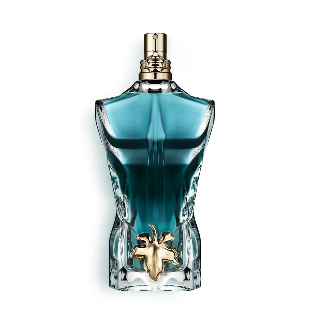 Jean Paul Gaultier front bottle shot showing iconic torso and perfume benefit display