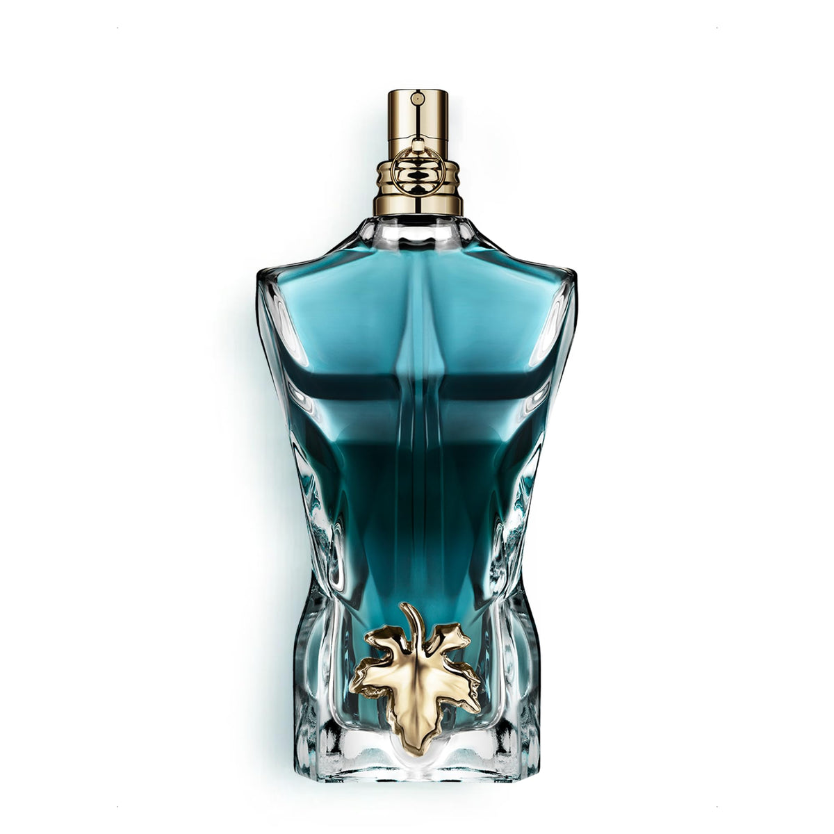 Jean Paul Gaultier front bottle shot showing iconic torso and perfume benefit display