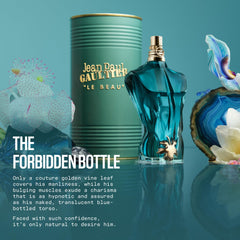 Jean Paul Gaultier golden vine leaf detail on bottle offering a luxe visual focal point