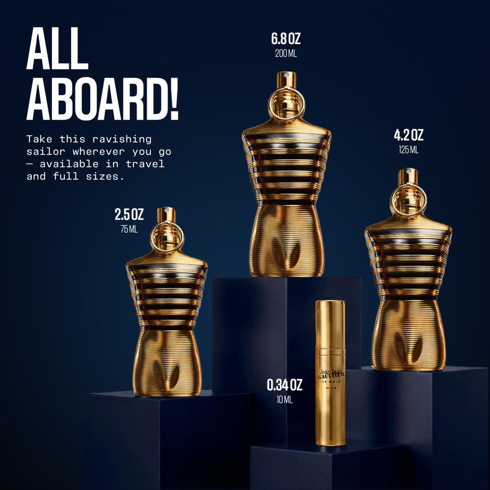 Jean Paul Gaultier 4.2 oz bottle next to common objects for scale and size clarity