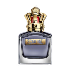 Jean Paul Gaultier frontal bottle view showing iconic trophy shape and gold crown benefit: memorable designer display