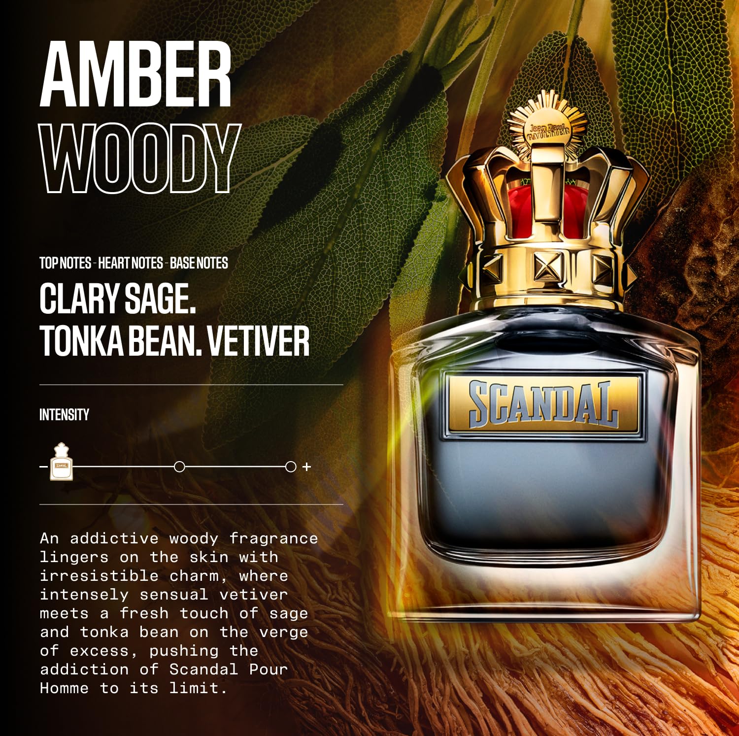 Jean Paul Gaultier gold crown detail on bottle emphasizing luxurious finish and easy refill benefit