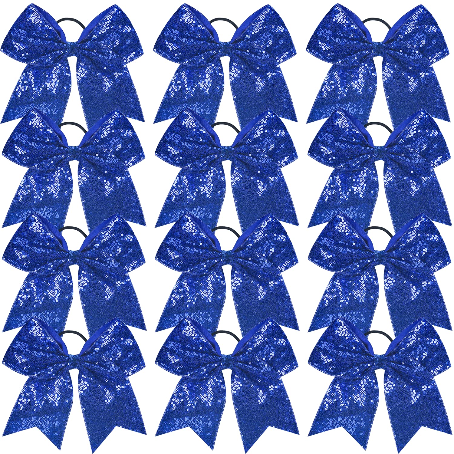 Jeffan blue sequin bow front showing bold sparkle and polished look