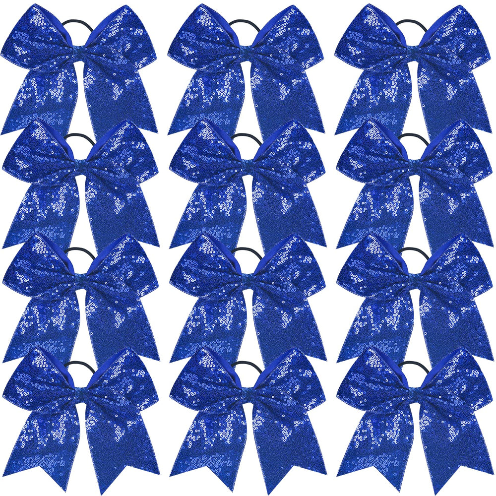 Jeffan blue sequin bow front showing bold sparkle and polished look