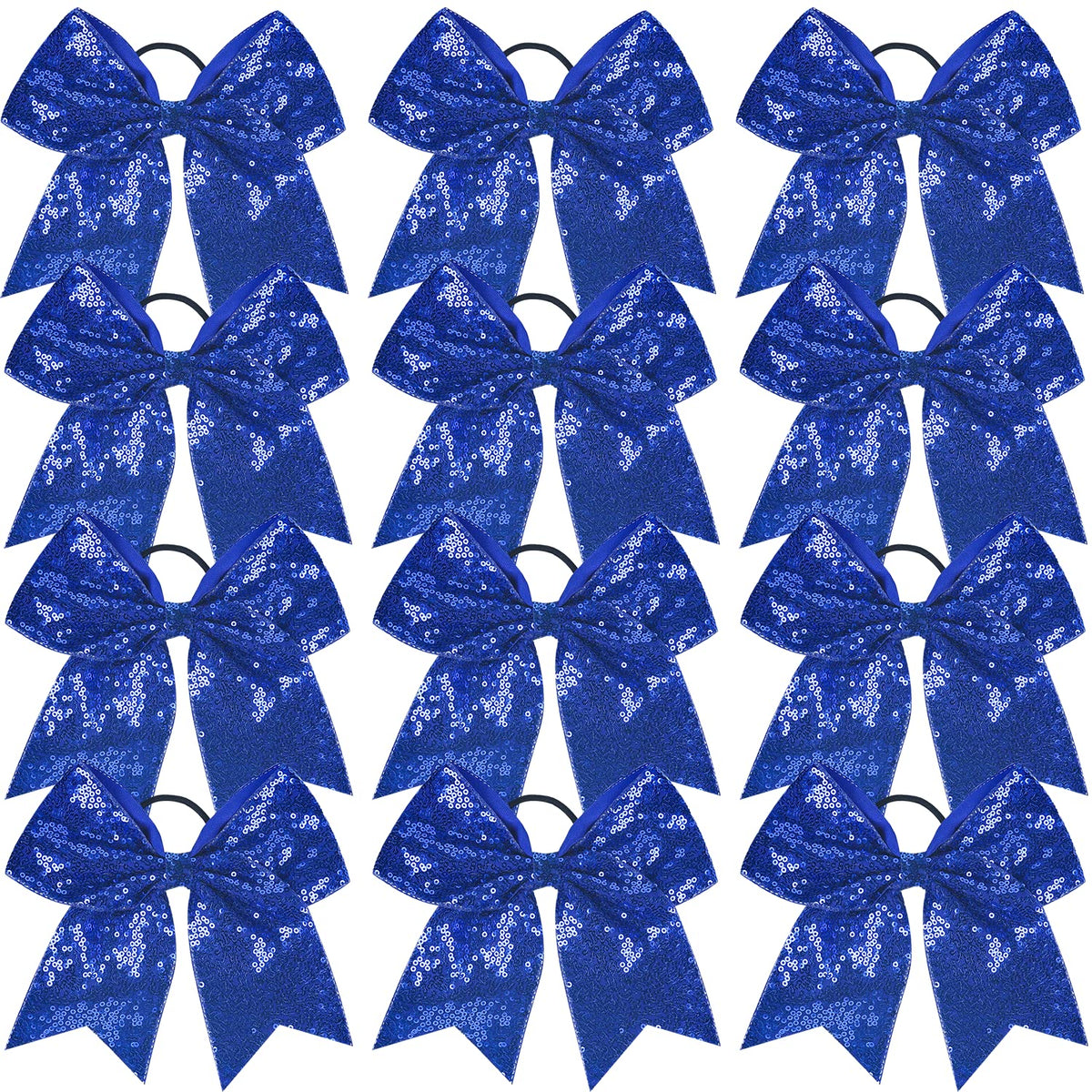 Jeffan blue sequin bow front showing bold sparkle and polished look