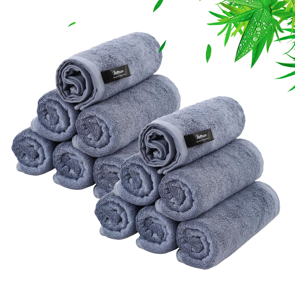 JEFFSUN front pack of slate blue reusable face wash cloths, eco-friendly benefit