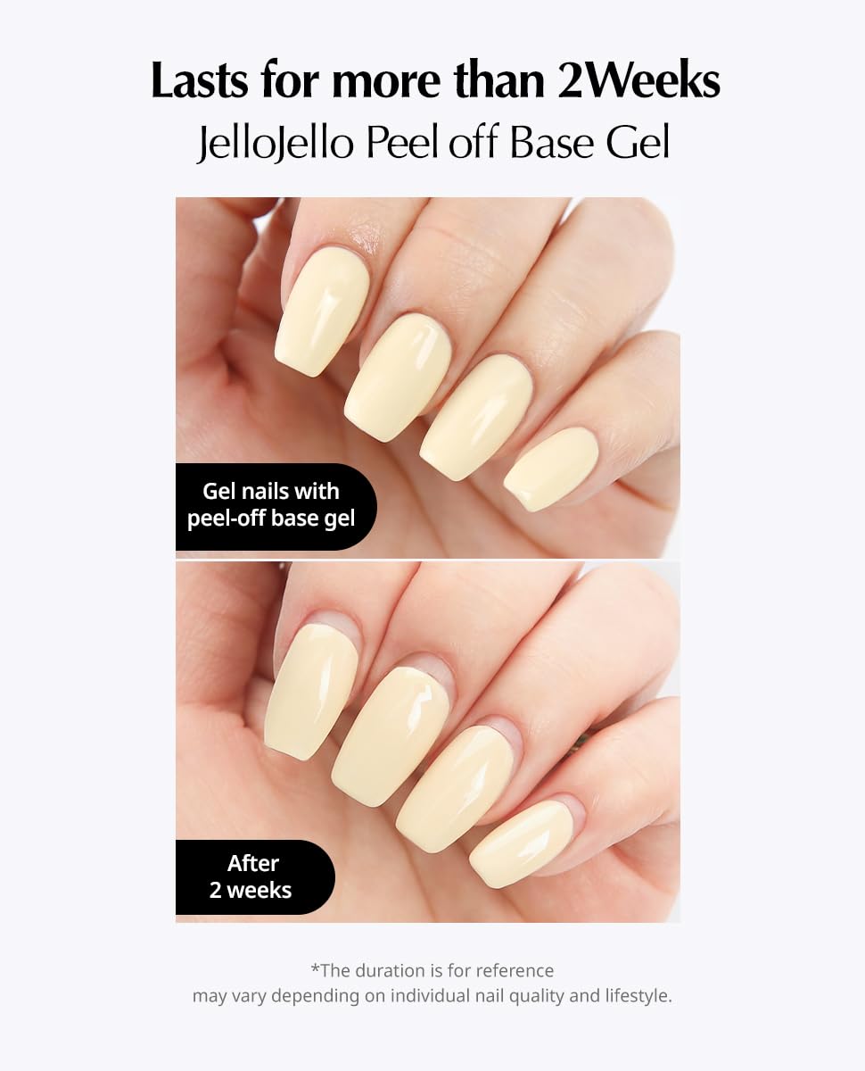 JelloJello base coat curing under LED lamp showing reliable adhesion benefit
